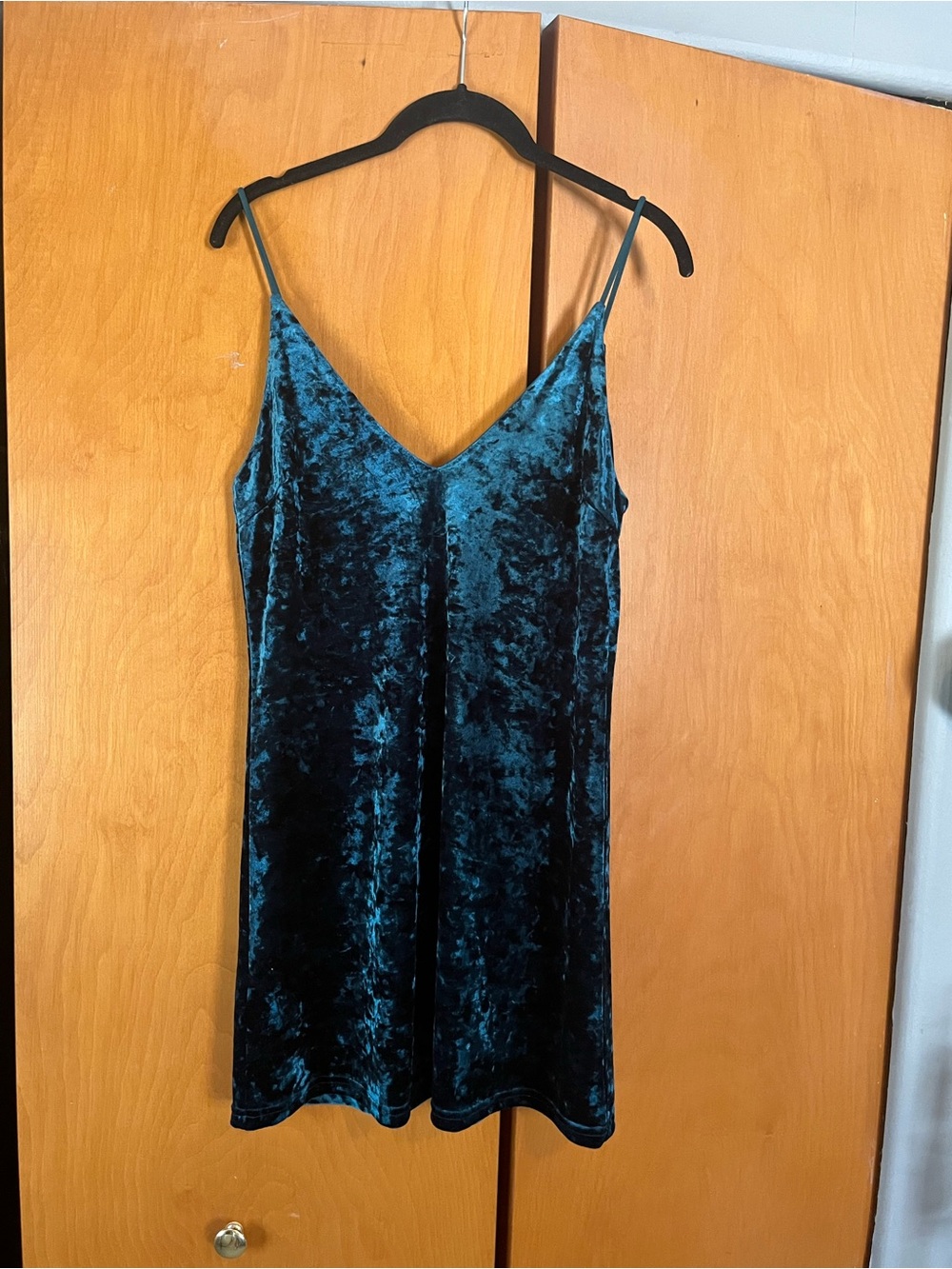 Kendall + Kylie Teal Crushed Velvet Mini Slip Dress Size S